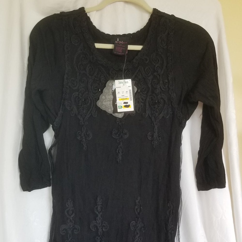 Black lace detail overlay Top